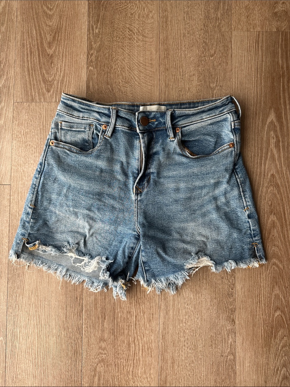 Dear John Faded Blue Distressed Denim Cutoff Shorts